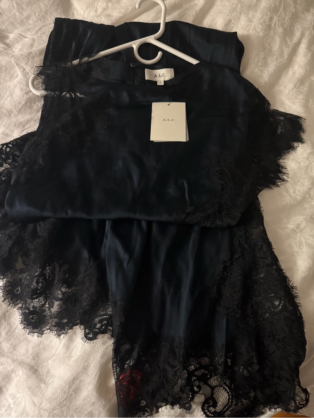 A.L.C. Alessia Textured Satin And Lace Maxi Dress - Picture 11 of 11